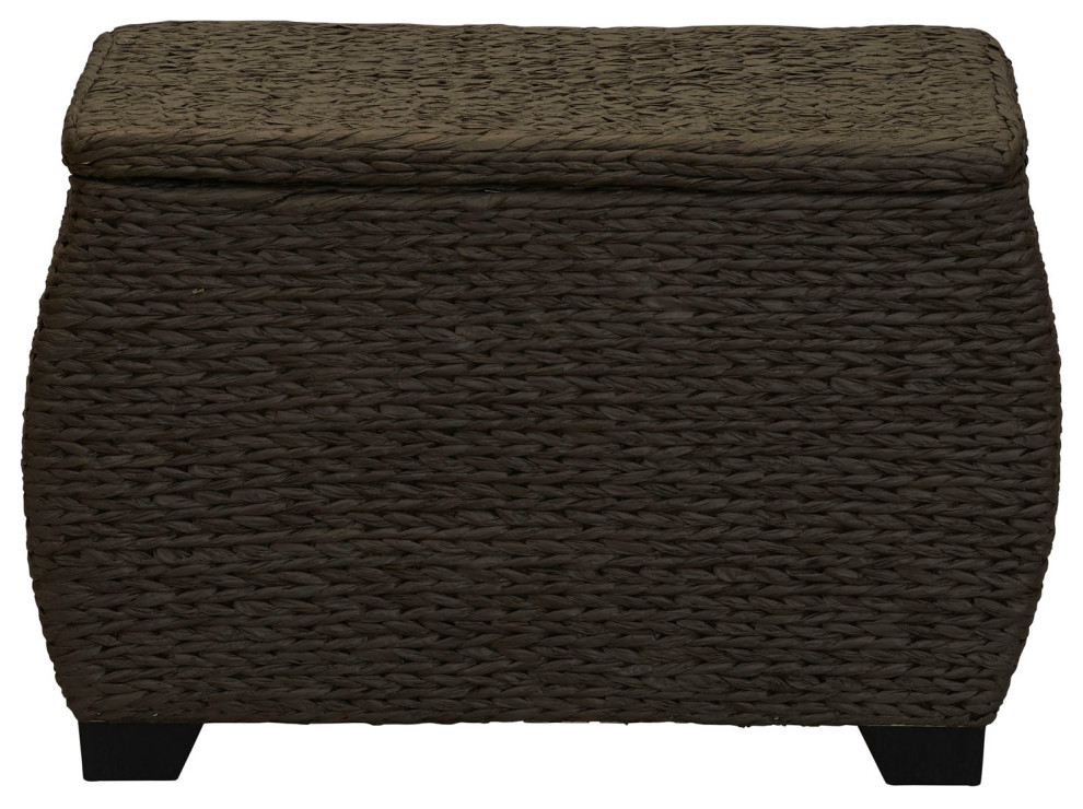 Large Curved Woven Storage Chest  Liner  Paper Rope   Beach Style   Accent Chests And Cabinets   by Household Essentials  Houzz