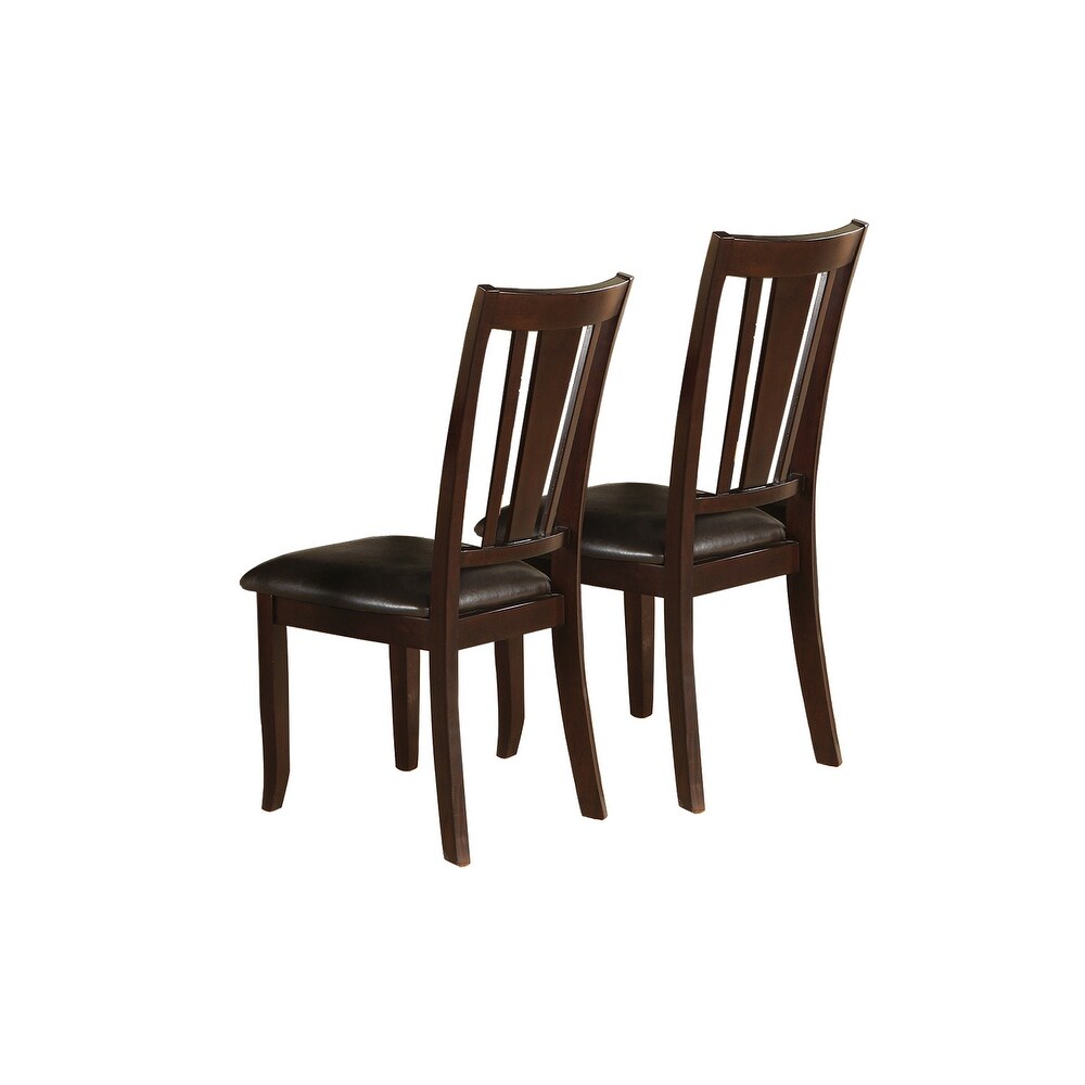 PU Leather Upholstered Wood Dining Chairs Set of 2，Kitchen Side Chairs with Slat Back   Rubber Wood Legs  Dining Room Furniture