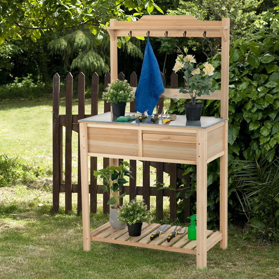 Costway 57842910 Outdoor Garden Potting Bench Tabl...