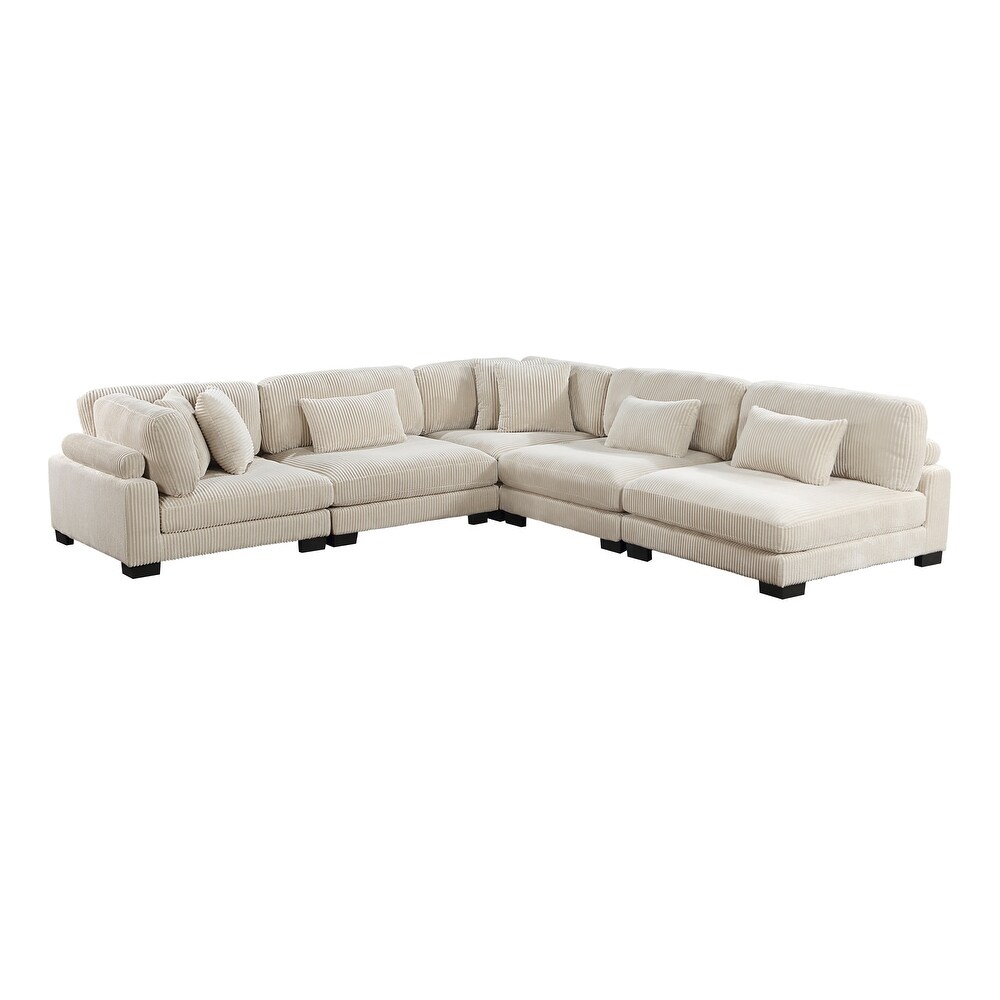 Braidy Corduroy 5 Piece Modular Sectional Sofa