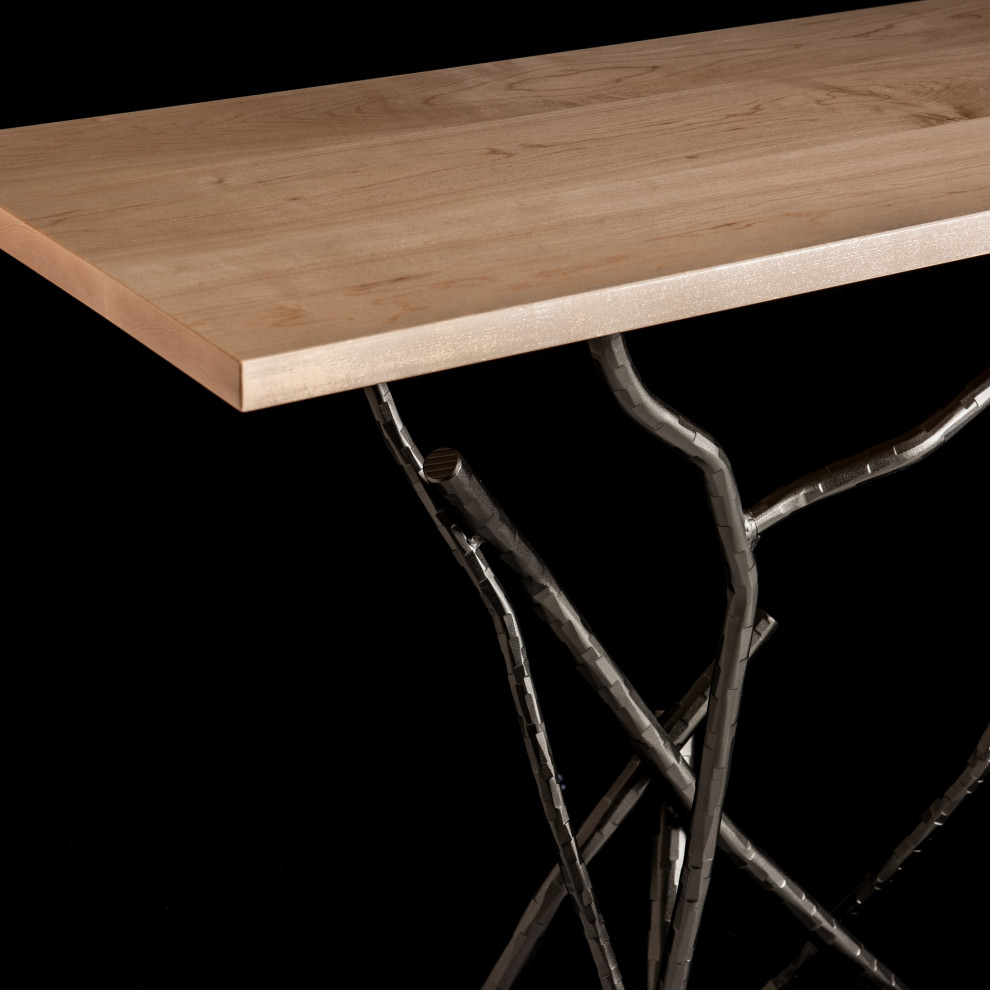 Hubbardton Forge 750113 05 M1 Brindille Wood Top Console Table   Rustic   Console Tables   by The Lighthouse  Houzz