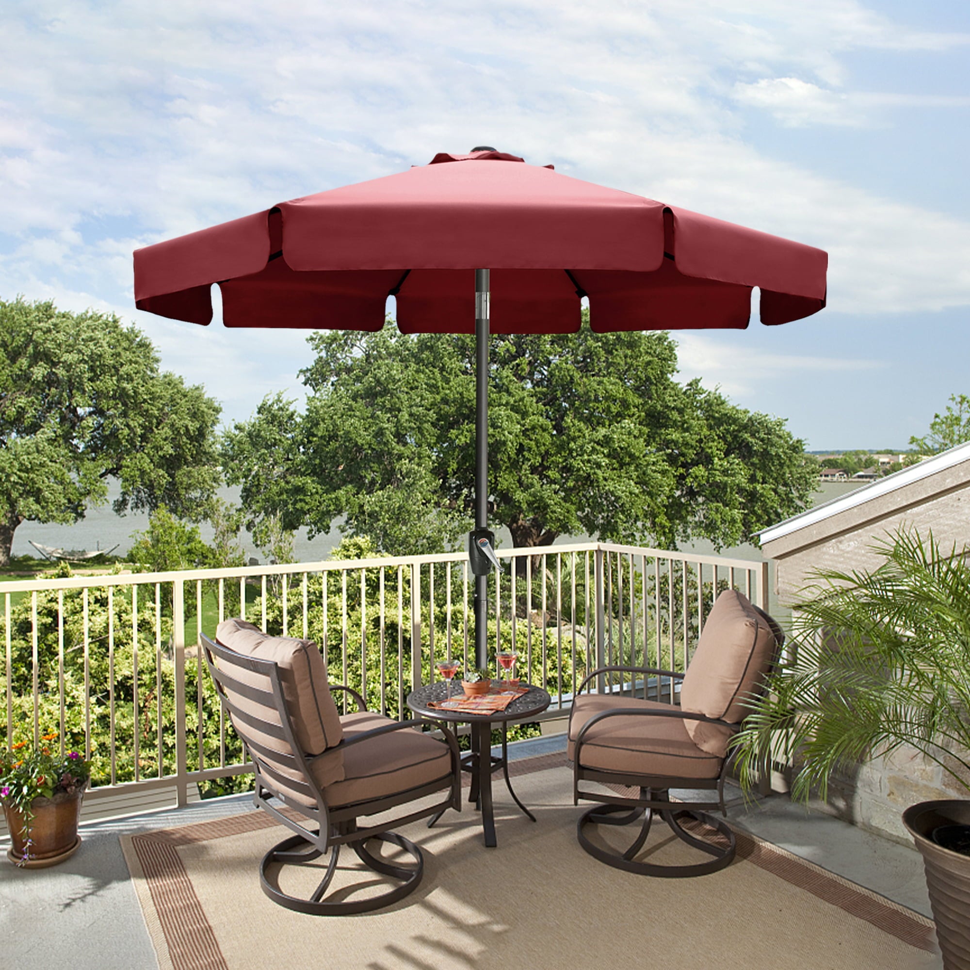 ABCCANOPY 9ft Outdoor Market Patio Umbrella with Push Button Tilt, 8 Ribs 13+Colors, Burgundy