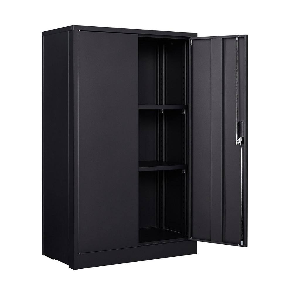 VERYKE Modern Black Steel Folding File Cabinet with 3-Shelves  2-Doors DB-W124747827