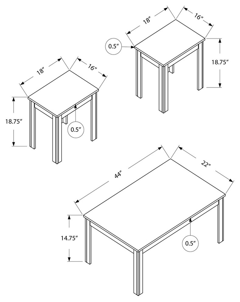 Table Set  3 Piece Set  Dark Taupe   Transitional   Coffee Table Sets   by Buildcom  Houzz