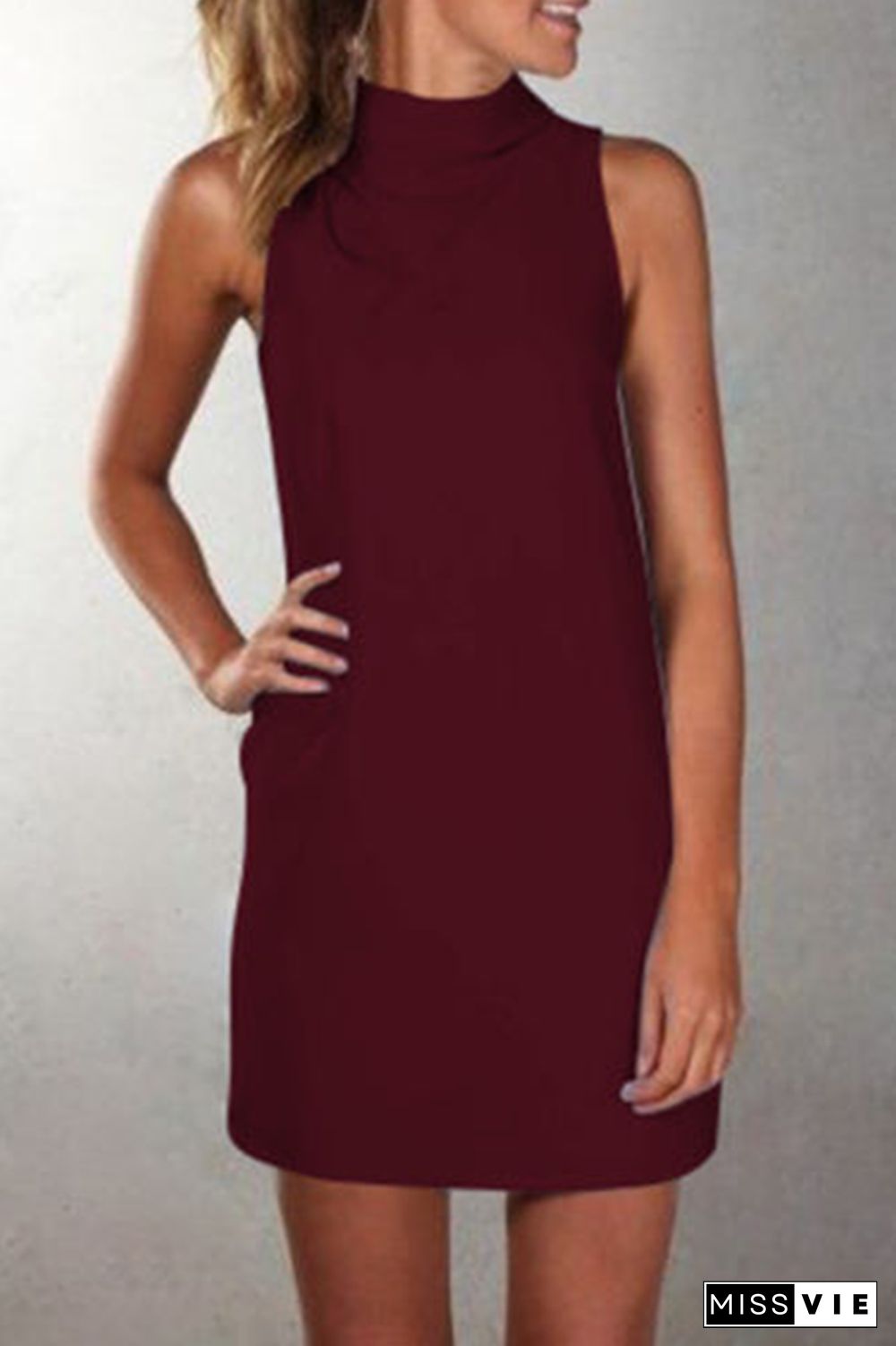 Casual Solid Halter Straight Dresses(5 Colors)