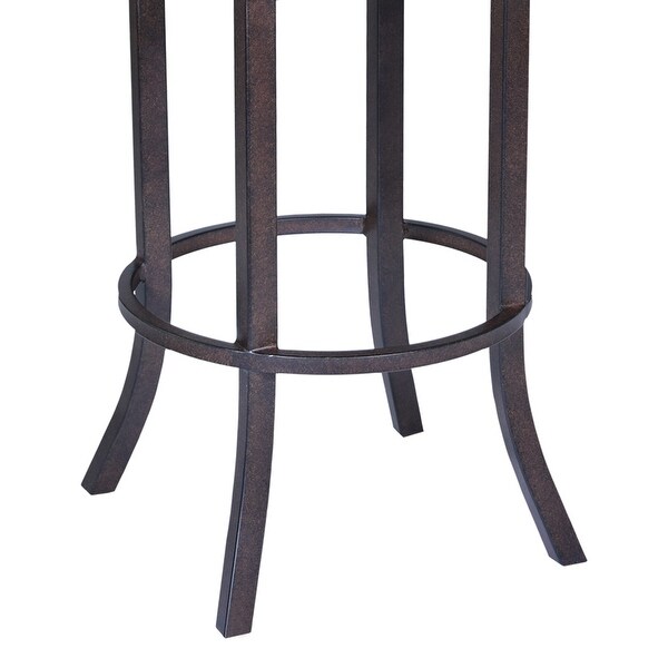 30 Inch Metal Swivel Bar Stool with Armrests and Leatherette Seat， Brown - 45 H x 19 W x 19 L Inches