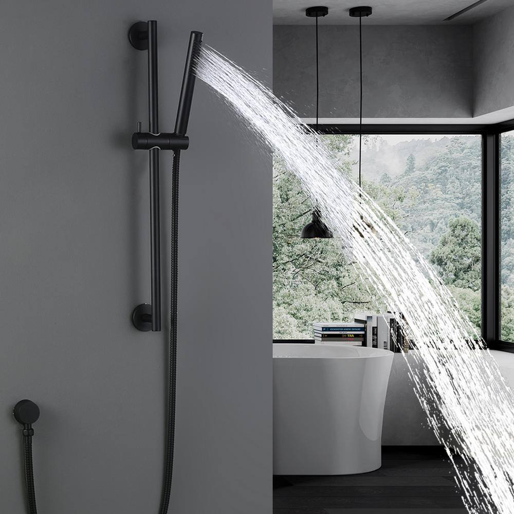 Tomfaucet 1-Spray Wall Mount Handheld Shower Head 1.5 GPM in Round Matte Black TFB0887MB