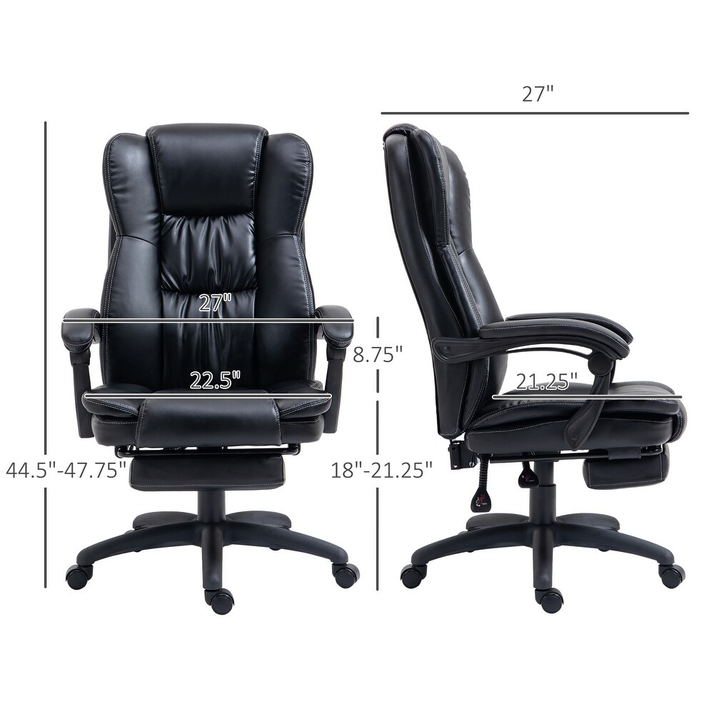 PU Leather Swivel Vibration Office Chair with Retractable Footrest