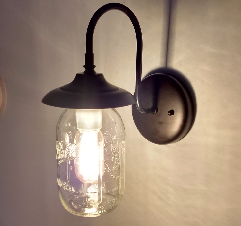 Mason Jar Exterior Porch Wall Sconce Light Ball Jar   Eclectic   Outdoor Wall Lights And Sconces   by The Lamp Goods  Houzz