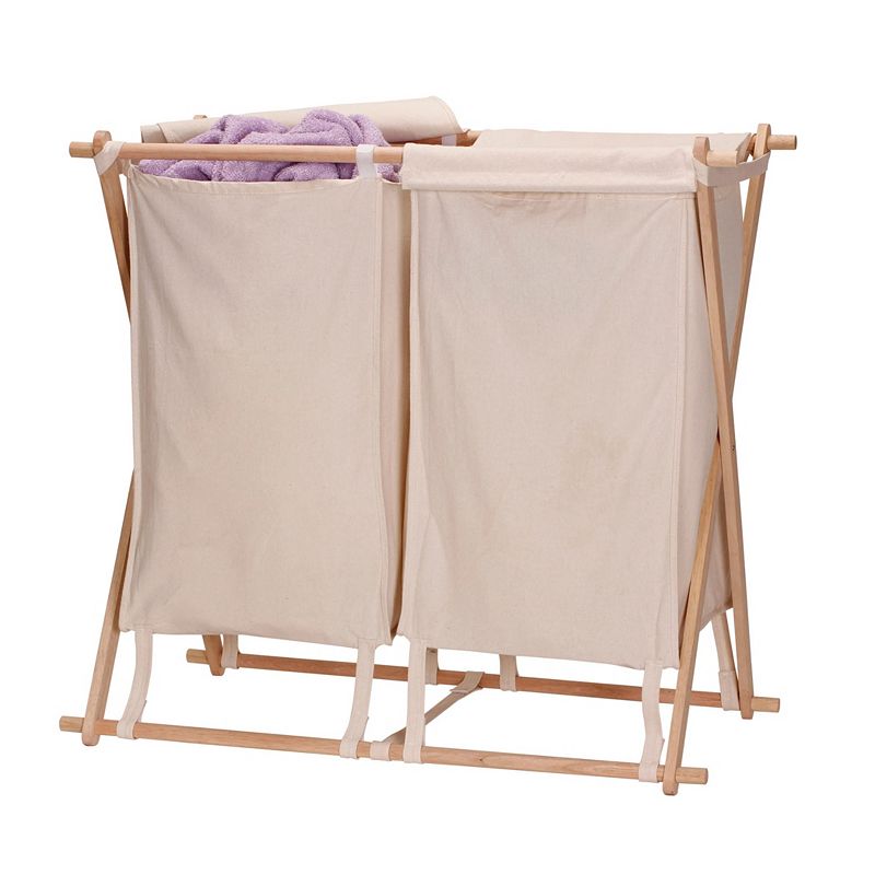 Household Essentials Wood X-Frame Laundry Sorter