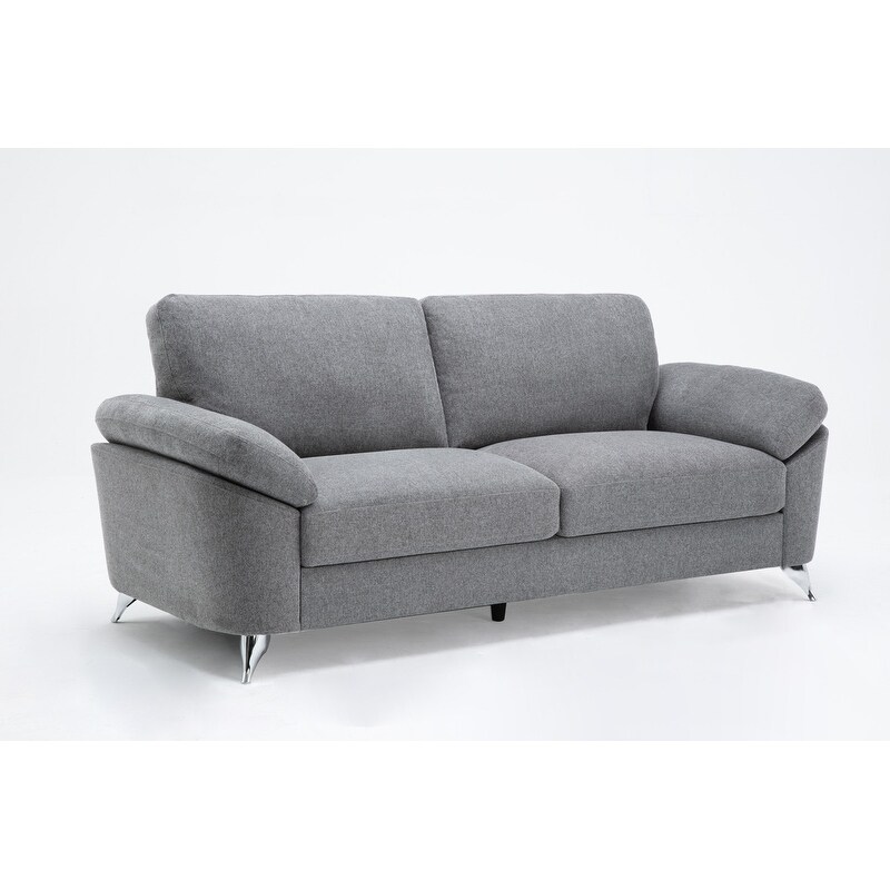 Villanelle Light Gray Linen Sofa Loveseat Chair Living Room Set