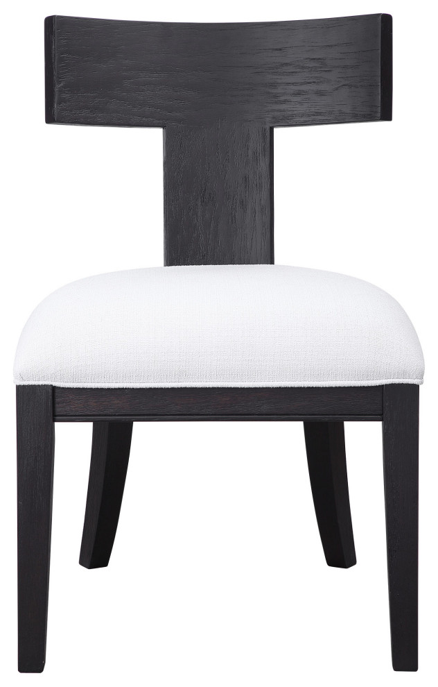 Luxe Wide Modern Black Klismos Chair Curved T Back White Dining Accent Armless   Transitional   Dining Chairs   by My Swanky Home  Houzz