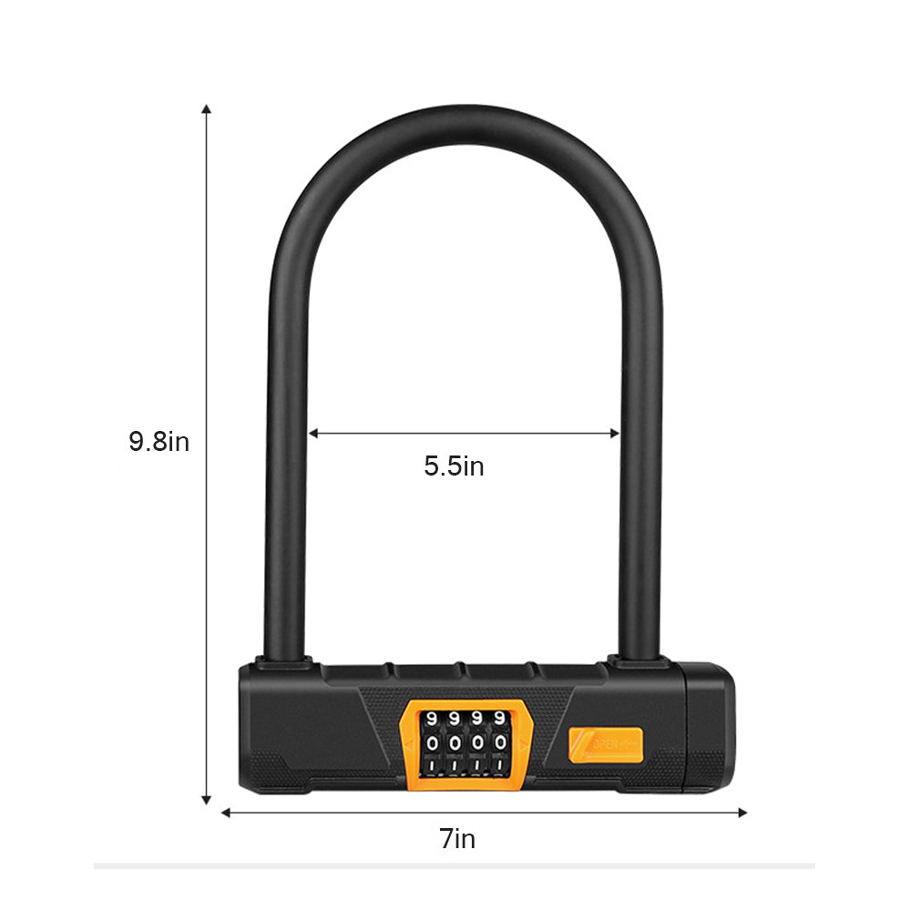 BiJun Bike Combination U Lock， Heavy Duty Bike Combination U Lock Paddle Lock