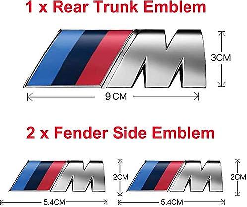 3pcs Fit Bmw M Power Badge Metal Tri Color Emblem Sticker，car Rear Trunk Fender Side Emblem Badge Decal Logo Compatible For All Bmw Series