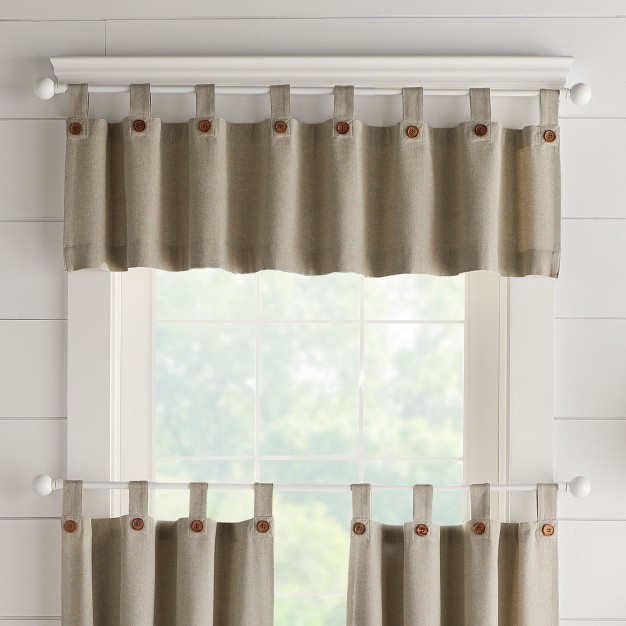 Tucker Solid Button Tab Top Window Kitchen Valance Elrene Home Fashions