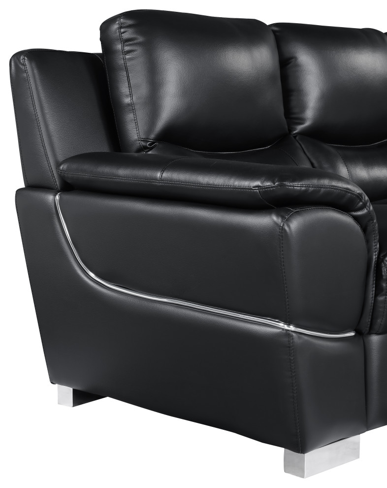 Palmiotto Contemporary Premium Genuine Leather Match Loveseat   Contemporary   Loveseats   by Luxuriant Furniture  Houzz