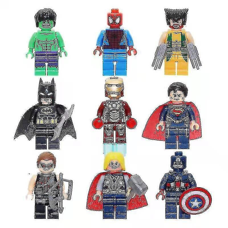 9 Super Avengers Hero Building Blocks Minifigure With Weapon Assembled Doll Toys