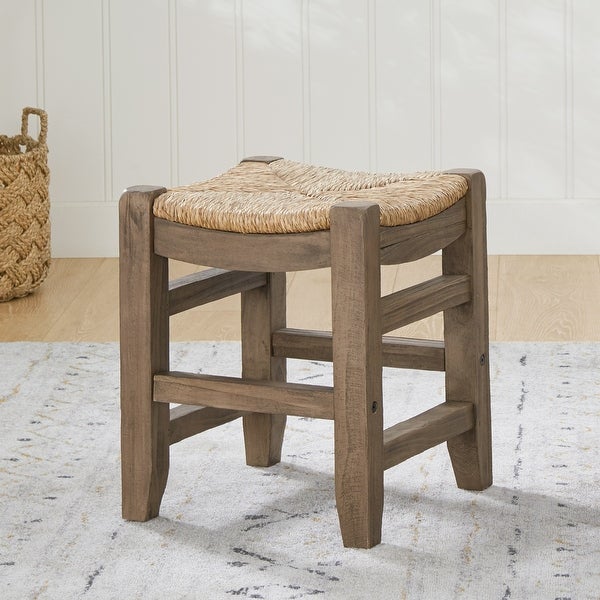 Carbon Loft Cimorene 18-inch Wood Stool with Rush Seat