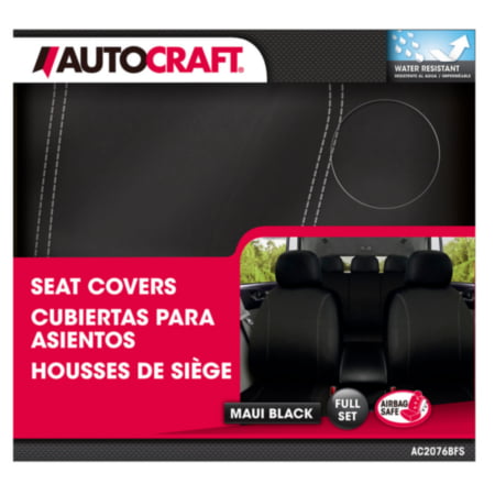 Autocraft Car and SUV Seat Cover， Black Neoprene， Sporty， Universal， Low Back， Water Resistant， Full Set