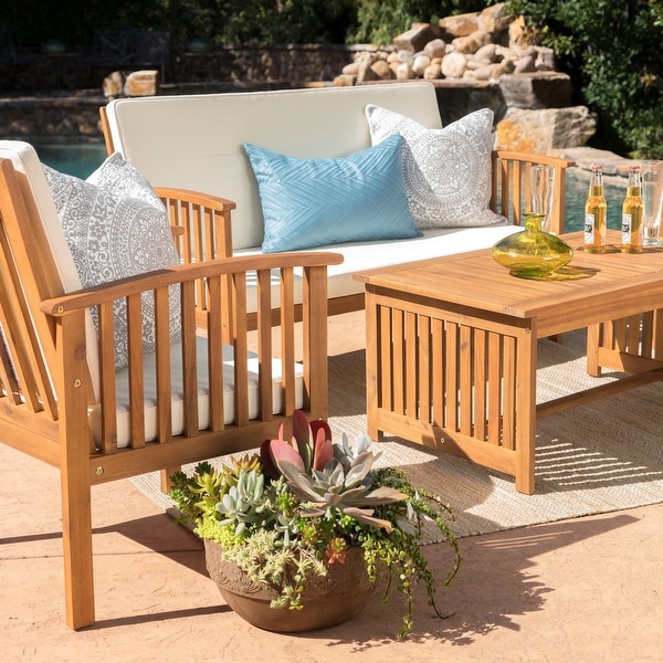 Carolina 4piece Outdoor Acacia Sofa Set by Christopher Knight Home