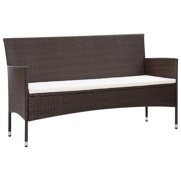 4 Piece Garden Lounge Set With Cushions Poly Rattan Brown - Overstock - 35107584