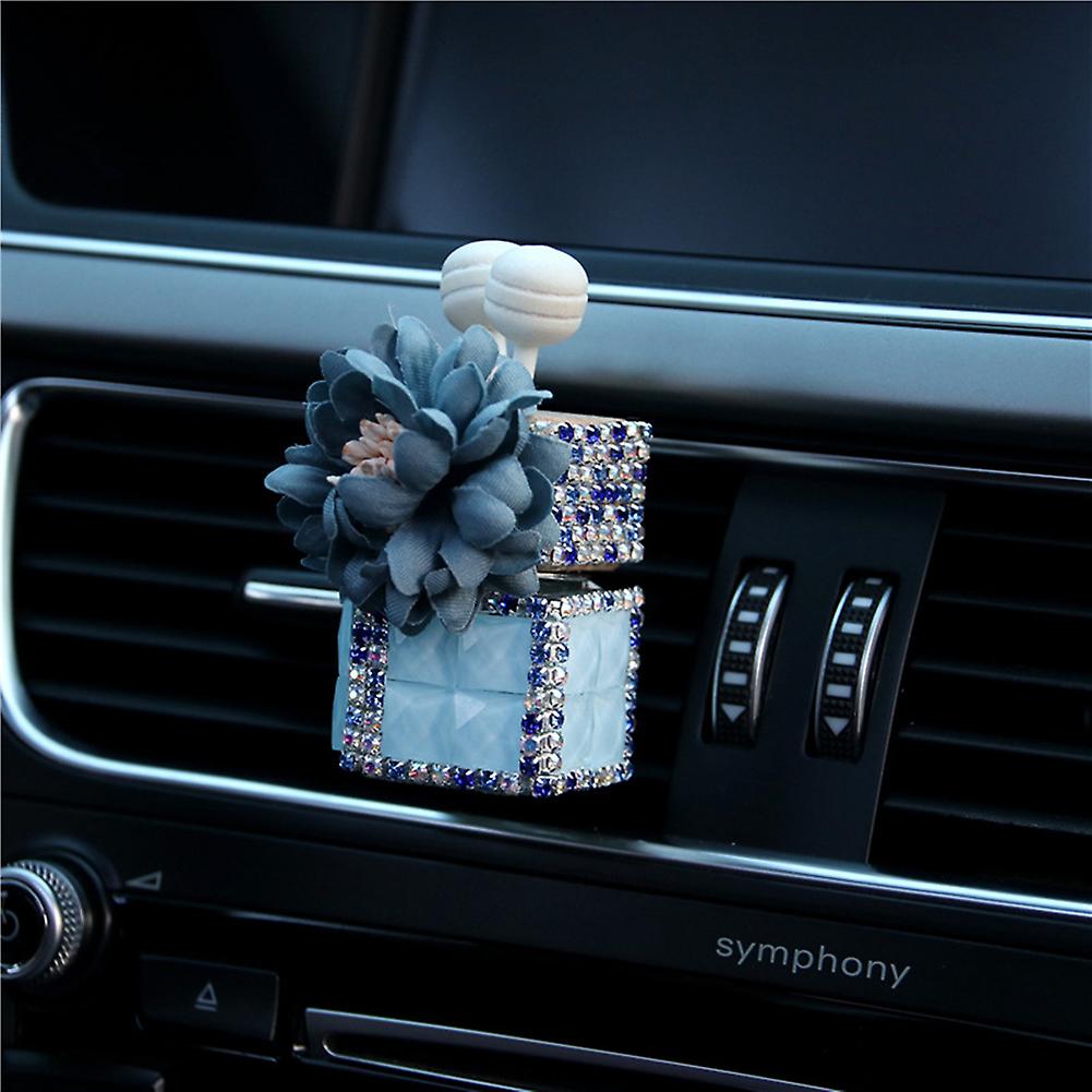 Bling Car Air Vent Perfume Clip Bottle With Flower Crystal Rhinestones Auto Vehicle Fragrance Diffuser Air Freshener Perfume Diffuser Fragrance Bottle