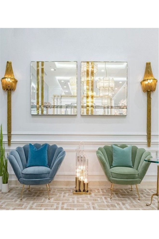 Blue Scalloped Accent Chair  Eichholtz Trapezium   Midcentury   Armchairs And Accent Chairs   by Oroa   Distinctive Furniture  Houzz