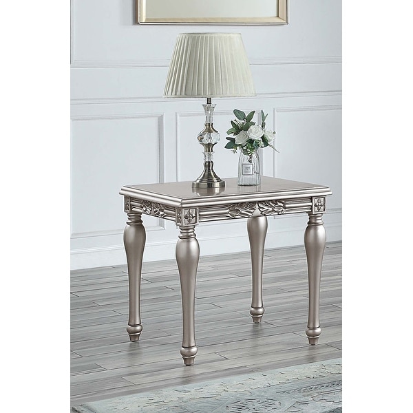 Wood End Table in Platinum