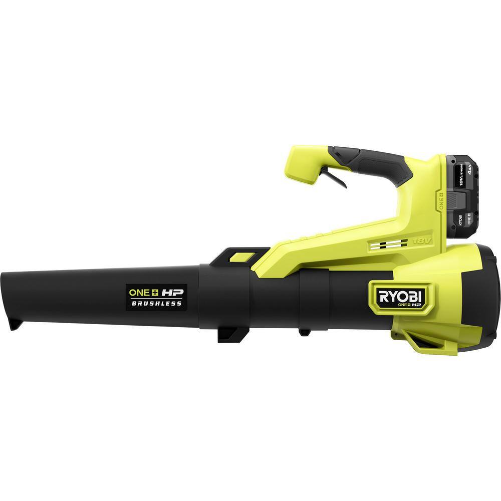 RYOBI ONE+ HP 18V Brushless 110 MPH 350 CFM Cordless Variable-Speed Jet Fan Leaf Blower w(2) 4.0 Ah Battery and (2) Charger P21120-BK