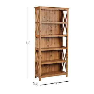 SAINT BIRCH Houston 71 in. Rustic Brown 5-Shelf Standard Bookcase SBAS3102BKRB