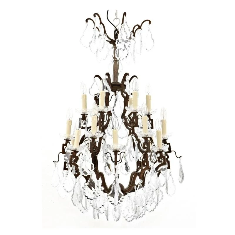 Chateau De Chatillon 18 Candle Glass Droplet Chandelier