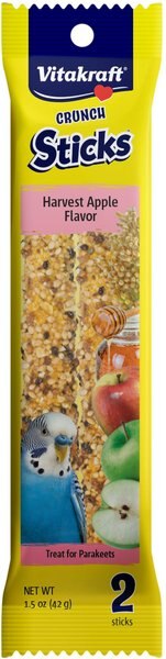 Vitakraft Crunch Sticks Harvest Apple Flavor Parakeet Bird Treat， 2 count