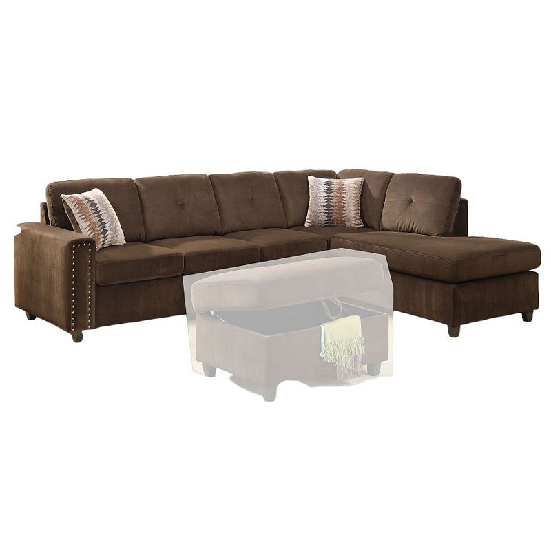 F.c Design Modern Velvet Sectional Sofa With Pillows