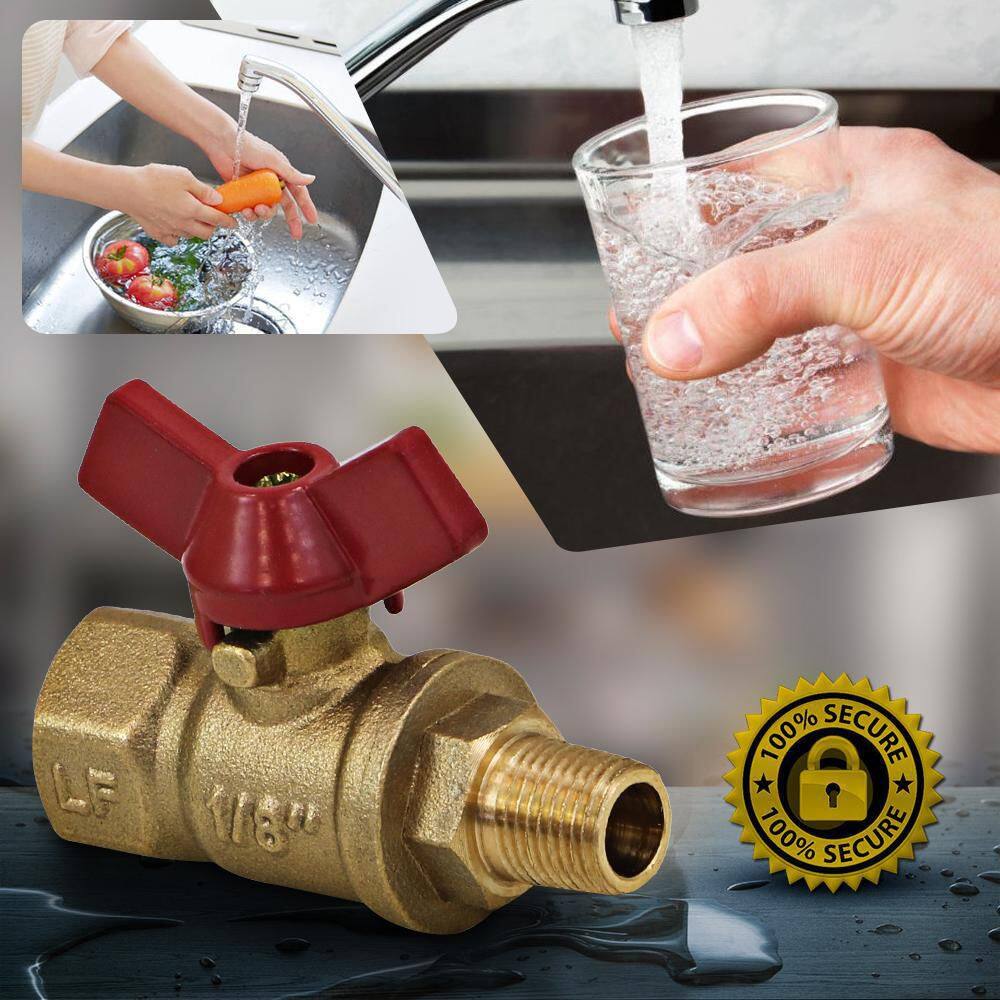 The Plumber's Choice 18 in. Lead Free Brass MIP and FIP Full Port Ball Valve with Butterfly Handle 837NG230-NL