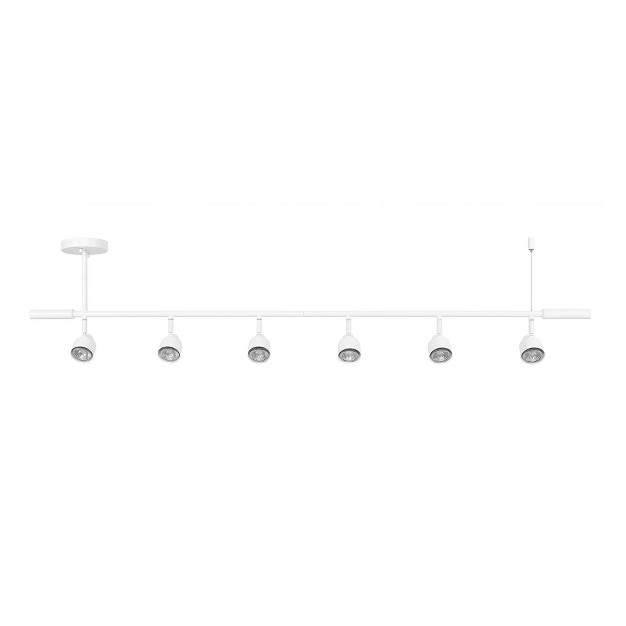 6 light Matte White Adjustable Height Track Lighting With Pivoting Shades Globe Electric