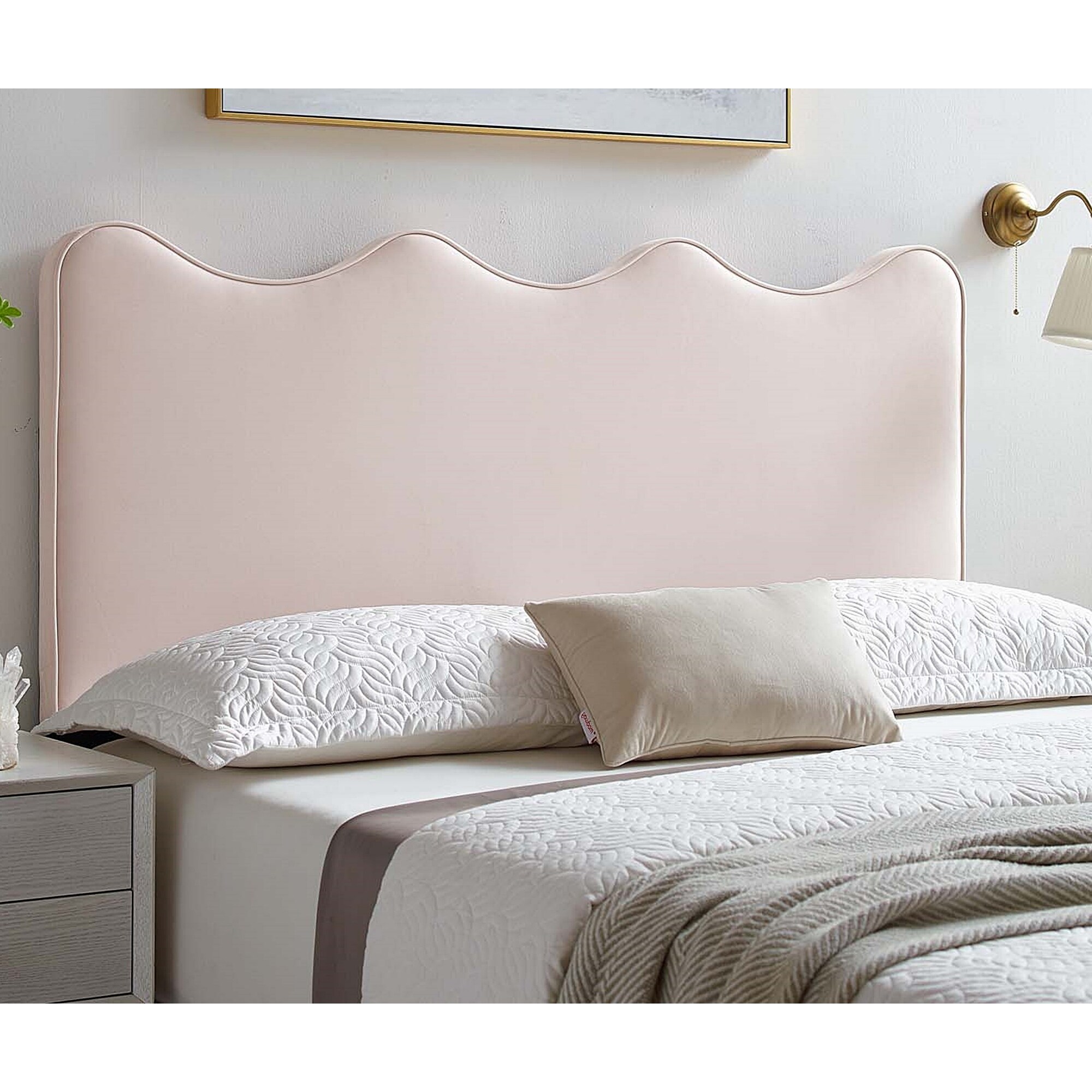 Monrovia Pink Velvet Upholstered King/California King Size Headboard - - 34023740