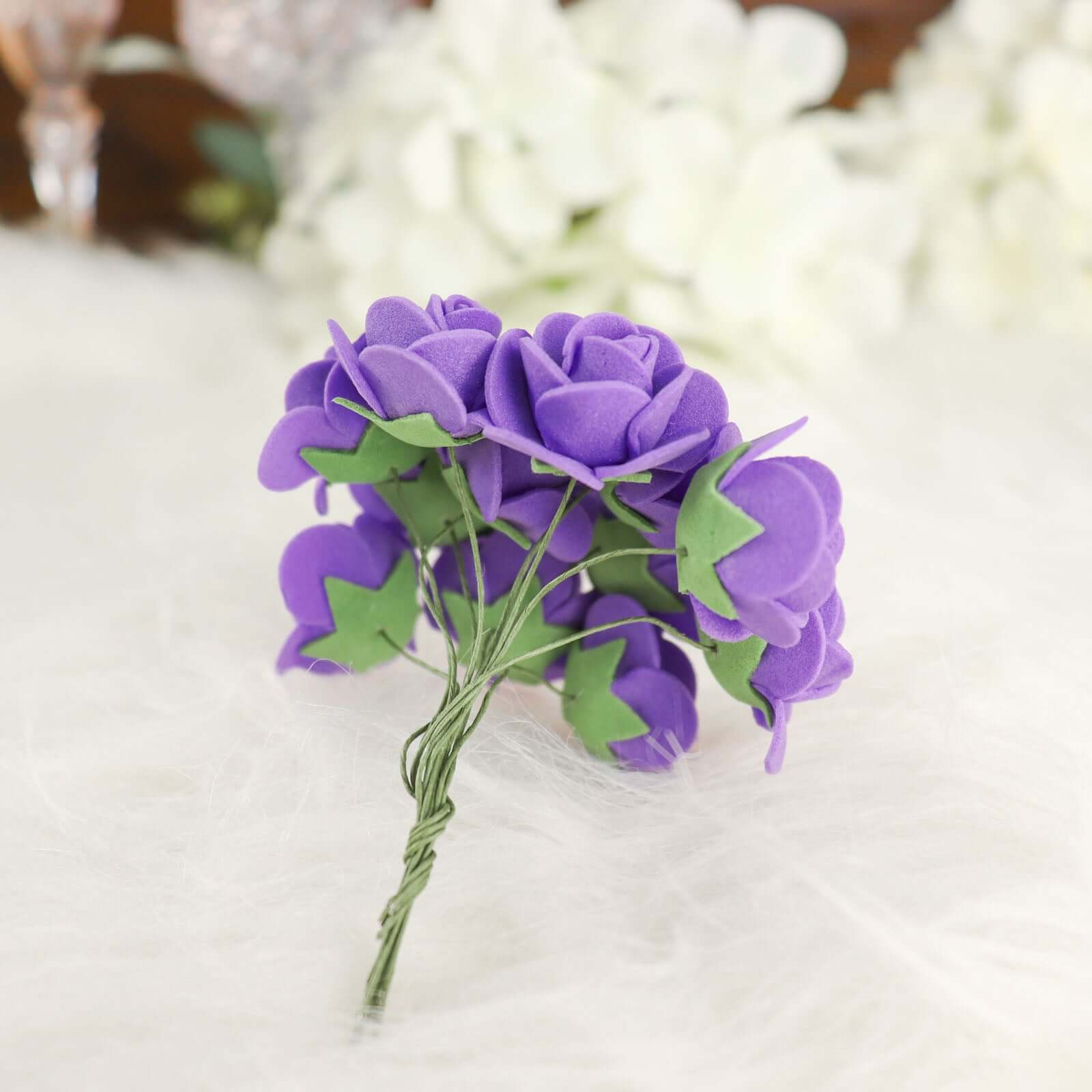 48 Roses Purple Real Touch Artificial DIY Foam Rose Flowers With Stem, Craft Rose Buds 1