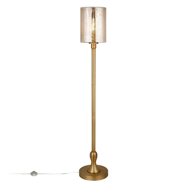 Modern, Industrial Farmhouse Floor Lamp in Brass with Mercury Glass Shade for Living Room, Bedroom, Office, or Dining Room