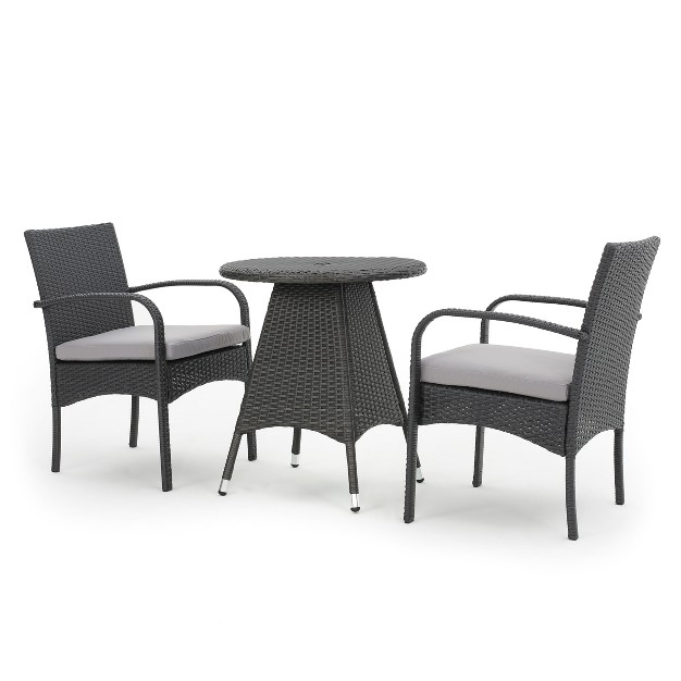 Peterson 3pc Wicker Patio Bistro Set Gray Christopher Knight Home