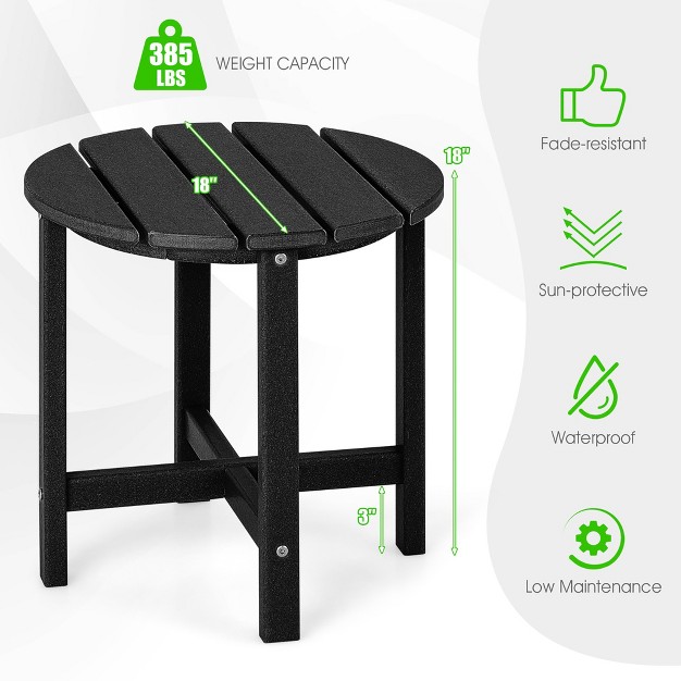 Costway 18 x27 x27 Patio Round Adirondack Side Table Weather Resistant Hdpe Garden