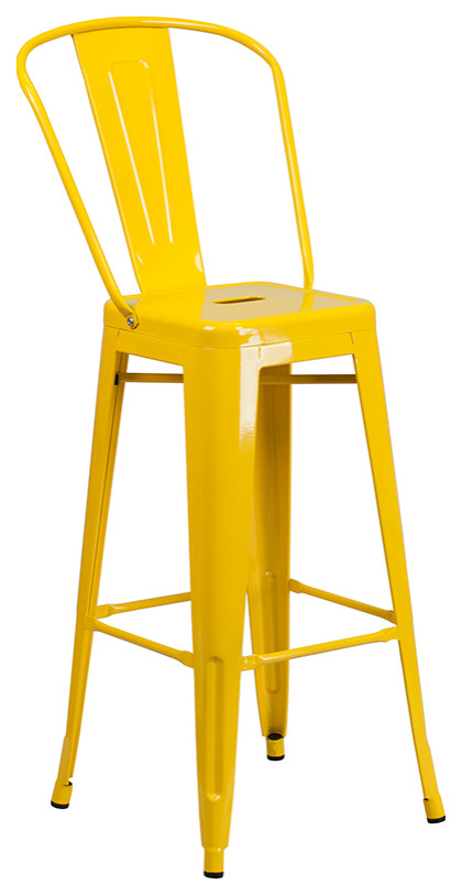 30 quotRound Metal Indoor/Outdoor Bar Table Set  Yellow   Industrial   Outdoor Pub And Bistro Sets   by First of a Kind USA Inc  Houzz