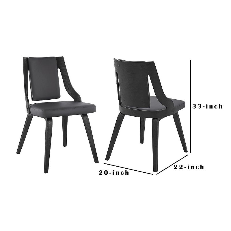 Aniston Gray Faux Leather and Black Wood Dining Chairs - Set of 2