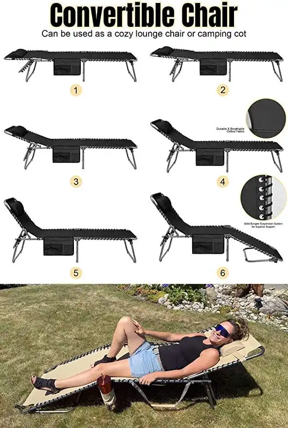 Folding Adjustable Zero Side Pocket Outdoor Beach Design Gravity Chair