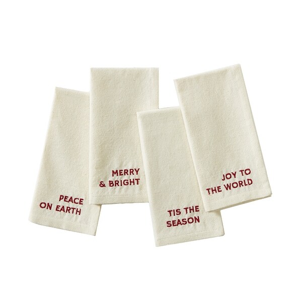 Joyful Sentiment Embroidered Napkins，Set of 4