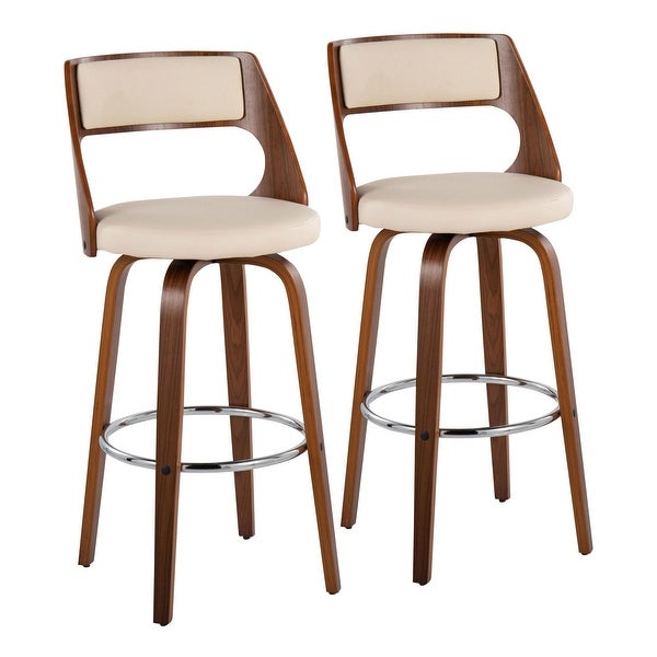 Lumisource Cecina Barstool Walnut and Cream Leather - Set of 2 - 20