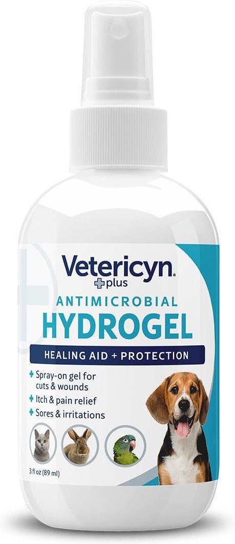 Vetericyn Plus Antimicrobial Hydrogel Healing Aid Spray for Dogs， Cats， Horses， Birds， and Small Pets