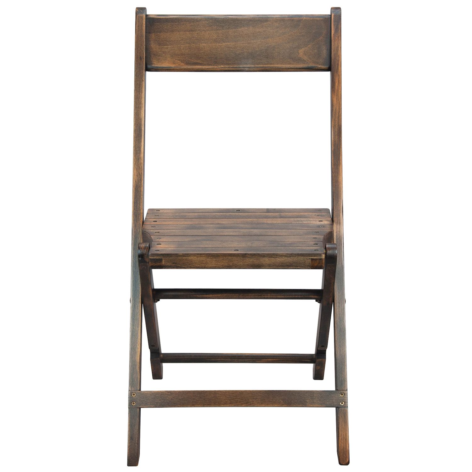 Emma and Oliver Slatted Wood Folding Wedding Chair - Event Chair - Antique Black， Set of 4