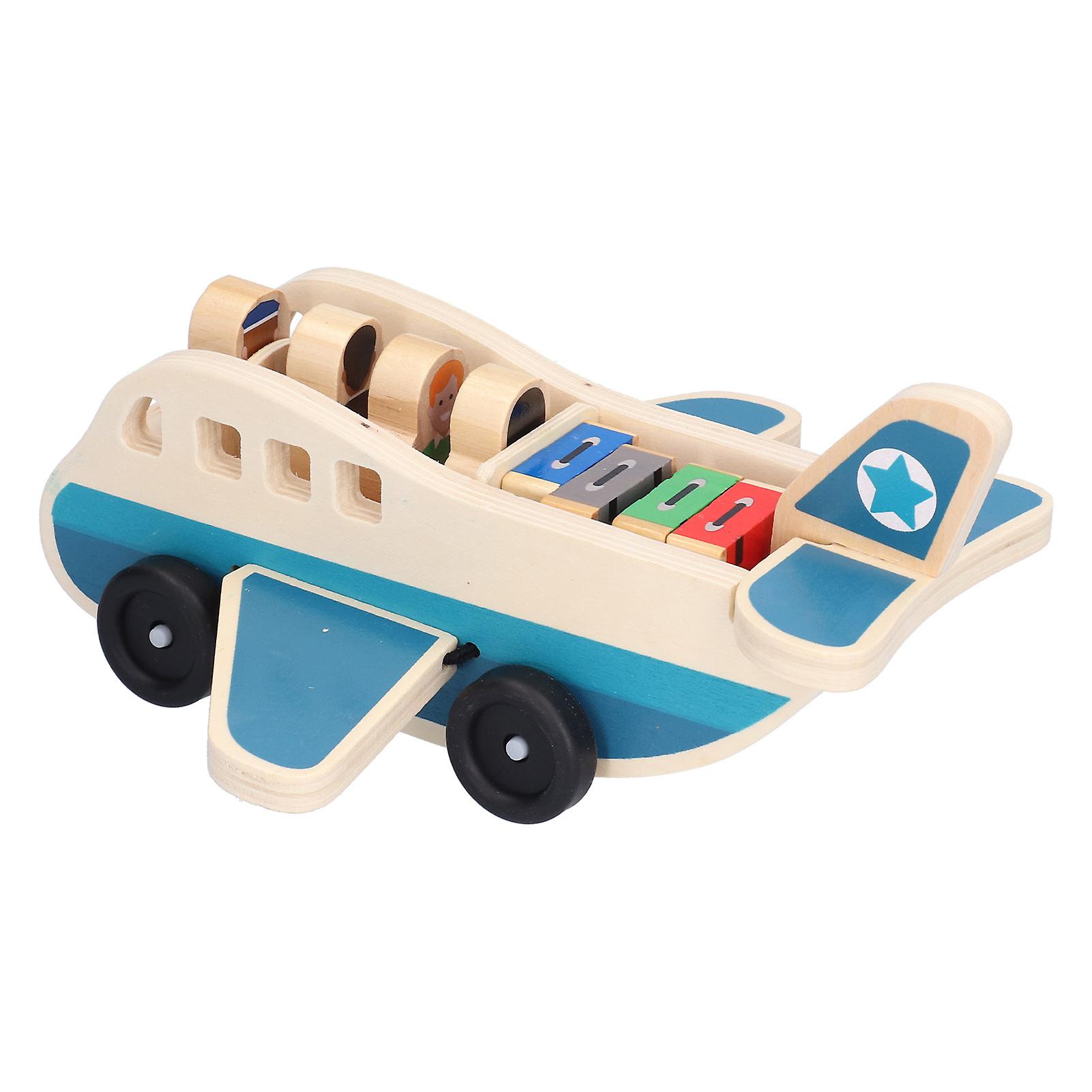 Toddlers Wooden Airplane Play Set Air Passenger Jet Play Toy Educational Airplane Model Toyaircraft