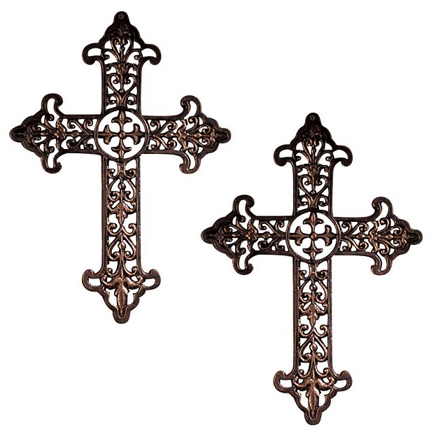 Design Toscano Fleur De Lis Cross Set Of Two