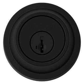 Kwikset Round Matte Black Single Cylinder Deadbolt Featuring SmartKey Security 660RDT 514 SMT